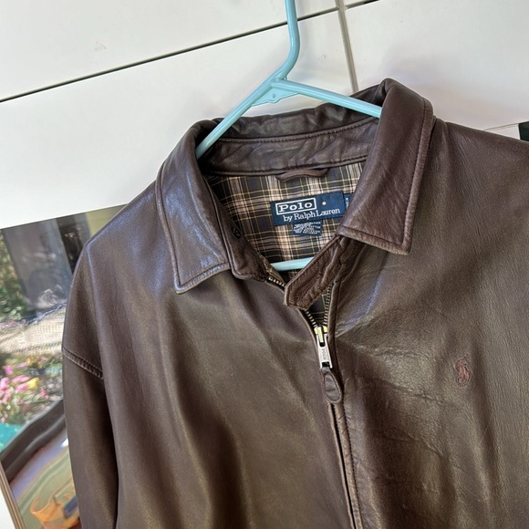 Vintage Polo Ralph Lauren Bomber Jacket Coat Brown Soft Leather - Picture 5 of 10